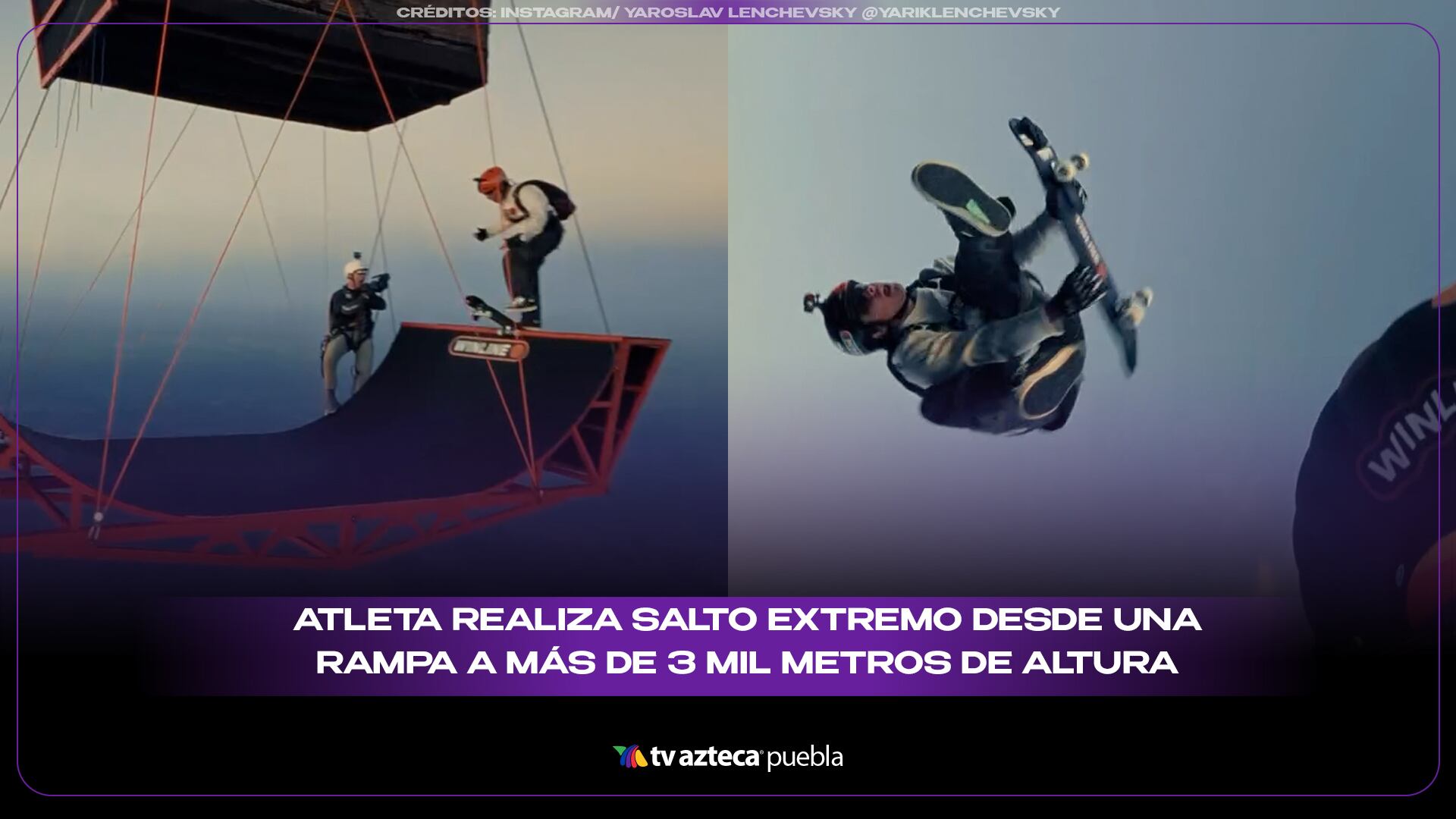Atleta realiza salto extremo desde una rampa a más de 3 mil metros de altura