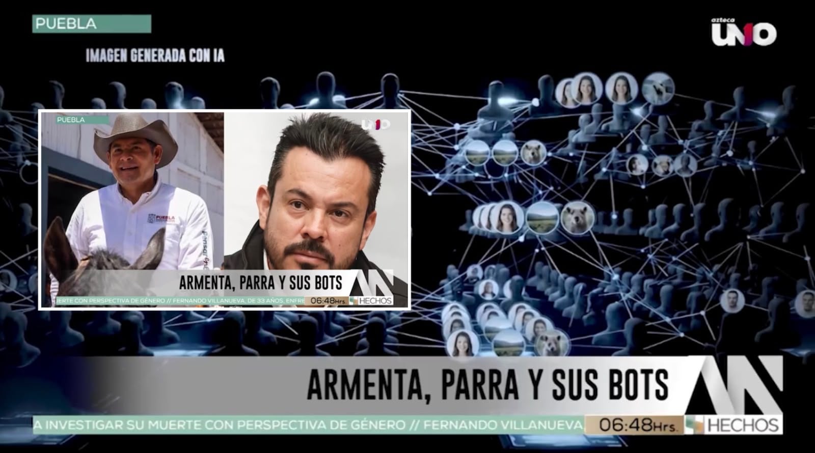 Gobernador Alejandro Armenta y coordinador de Gabinete, José Luis García Parra, siguen sin aclarar el financiamiento de las presuntas granjas de bots en Puebla