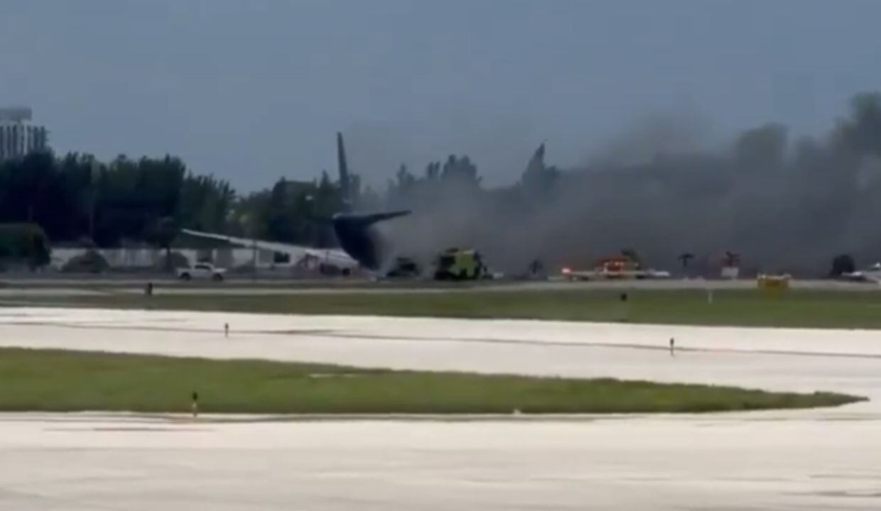VIDEO: Captan MOMENTO EXACTO en que avión de carga se sale de pista