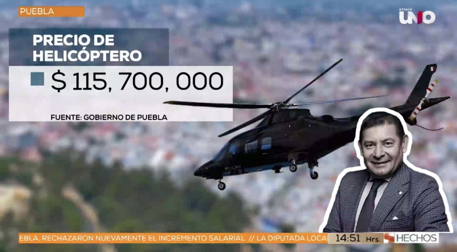 Helicóptero de 115.7 millones de Armenta bajo la lupa; Néstor Camarillo cuestiona su utilidad para la seguridad