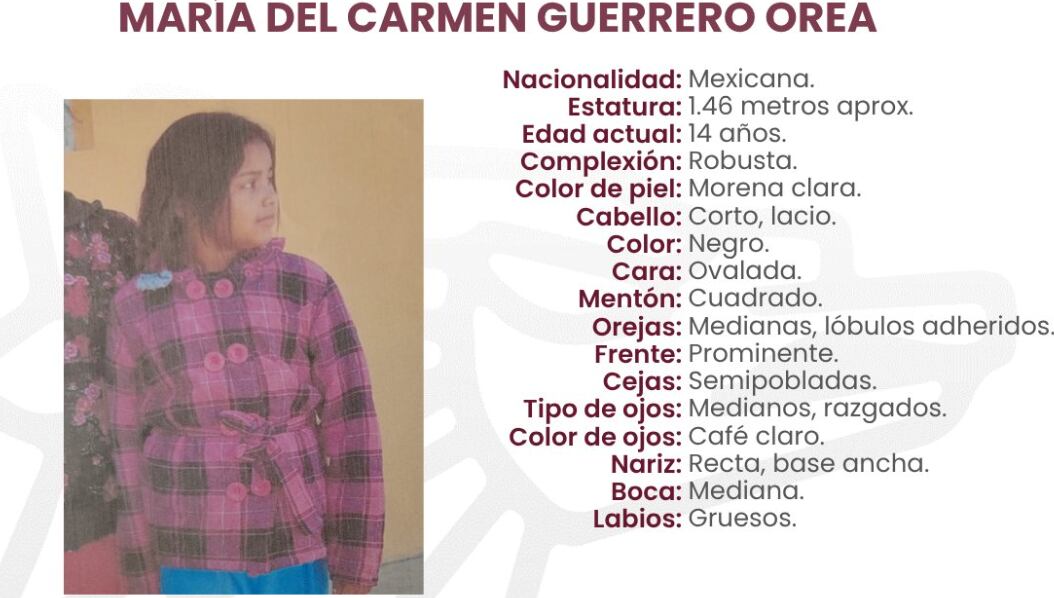 Reportan a María del Carmen Guerrero, menor de 14 años, como desaparecida en Puebla