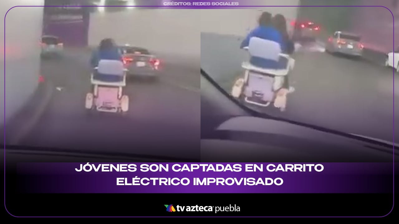 Jóvenes son captadas en carrito eléctrico improvisado