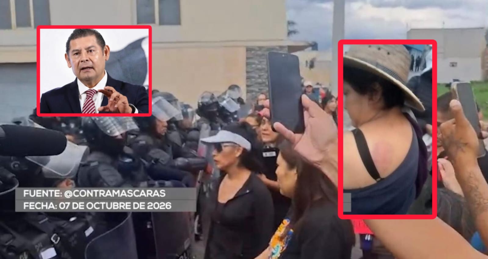 Denuncian represión de policías de Alejandro Armenta contra mujeres de Xoxtla durante protesta en contra de la extracción de agua del pozo ubicado en la Unidad Deportiva Pavigi