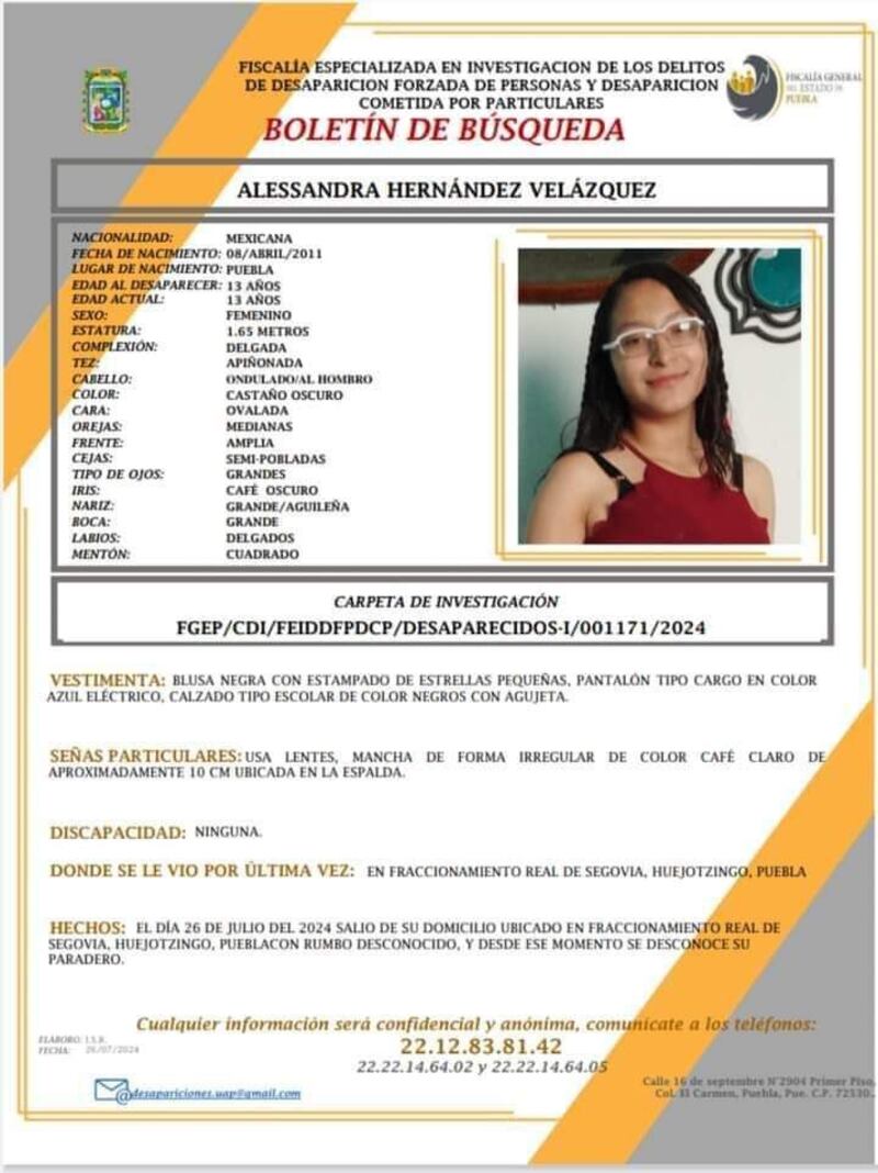 Buscan a Alessandra Hernández Velázquez