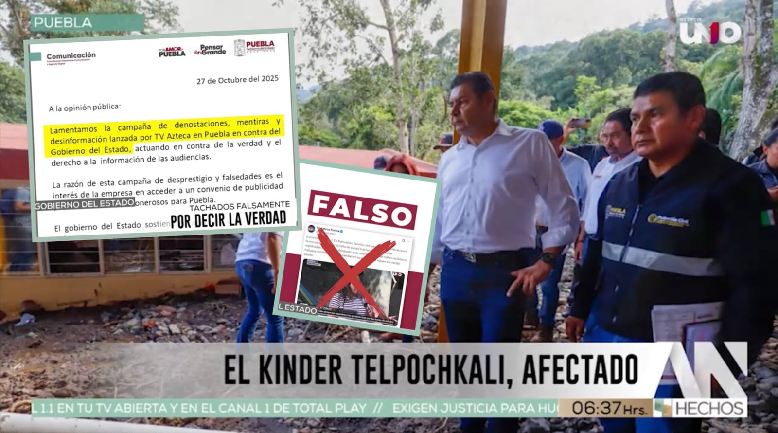 Gobierno de Armenta llamó “mentirosa” a TV Azteca Puebla por informar sobre daños en la Sierra Norte; un año después, el kínder sigue abandonado
