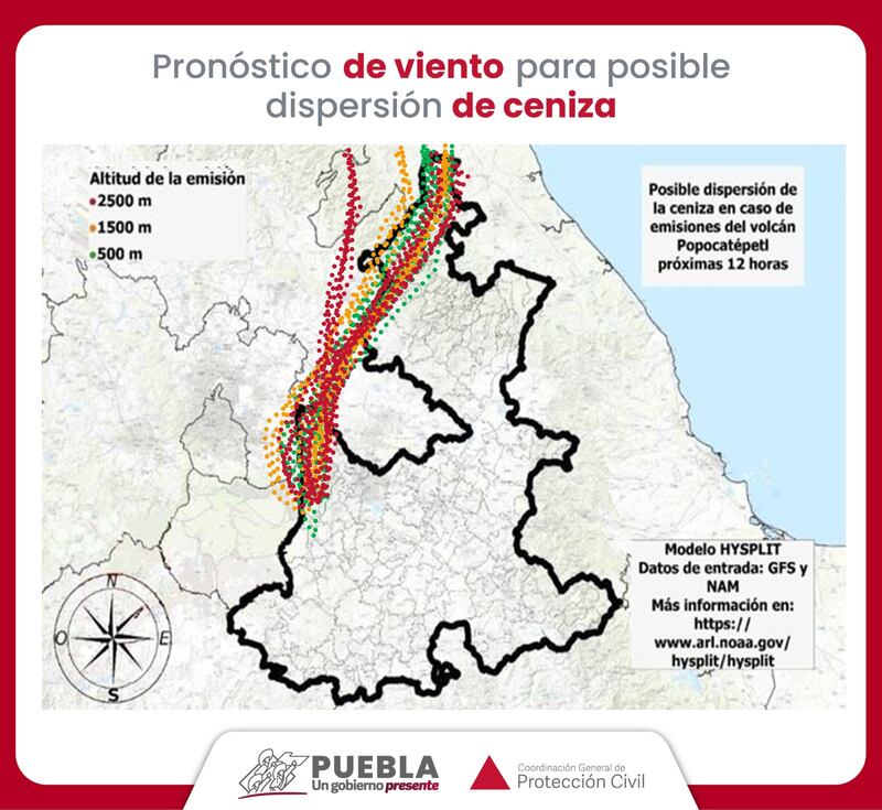 caída de ceniza en Puebla