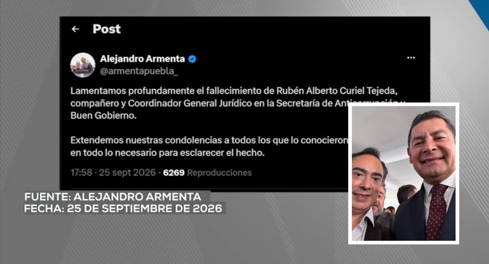 Alejandro Armenta tarda 7 horas en pronunciarse tras muerte de funcionario hallado en el CIS, mediante un comunicado sin firma e indiferente