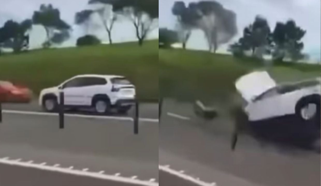 VIDEO FUERTE: Conductor ocasiona fuerte choque en carretera por ir en sentido equivocado