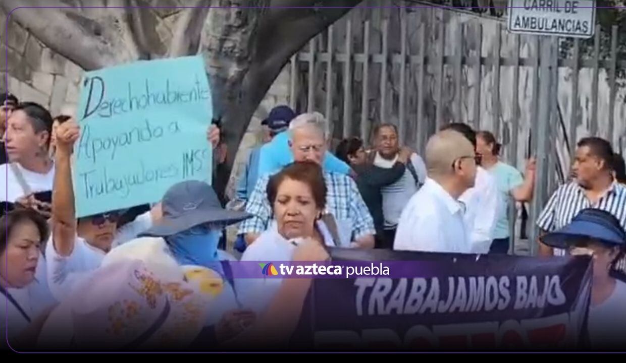 VIDEO: Trabajadores del IMSS se manifiestan por las calles de Puebla para exigir mejores condiciones laborales