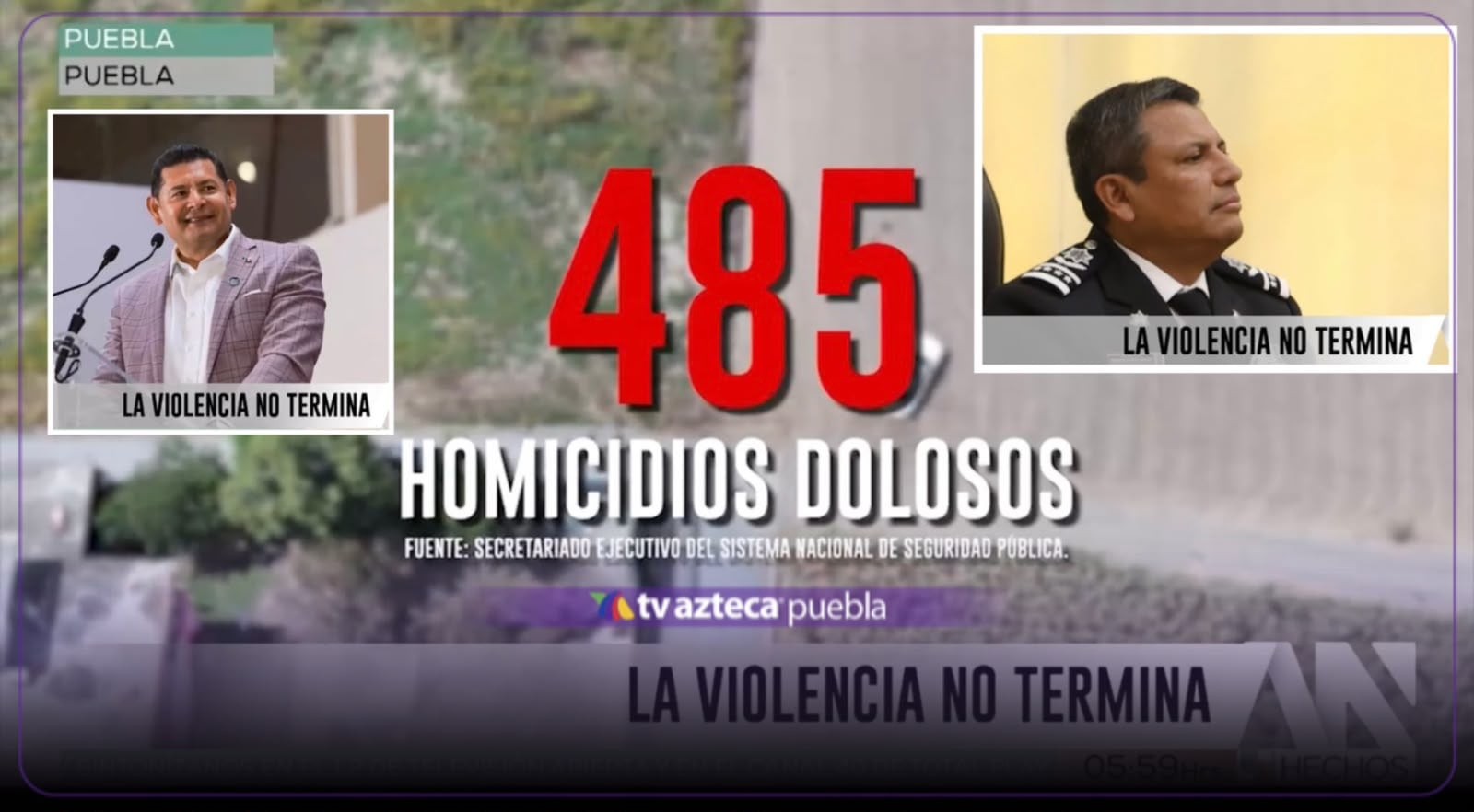 Puebla suma 485 homicidios dolosos en lo que va de 2026 y las cifras exhiben la inseguridad bajo Armenta