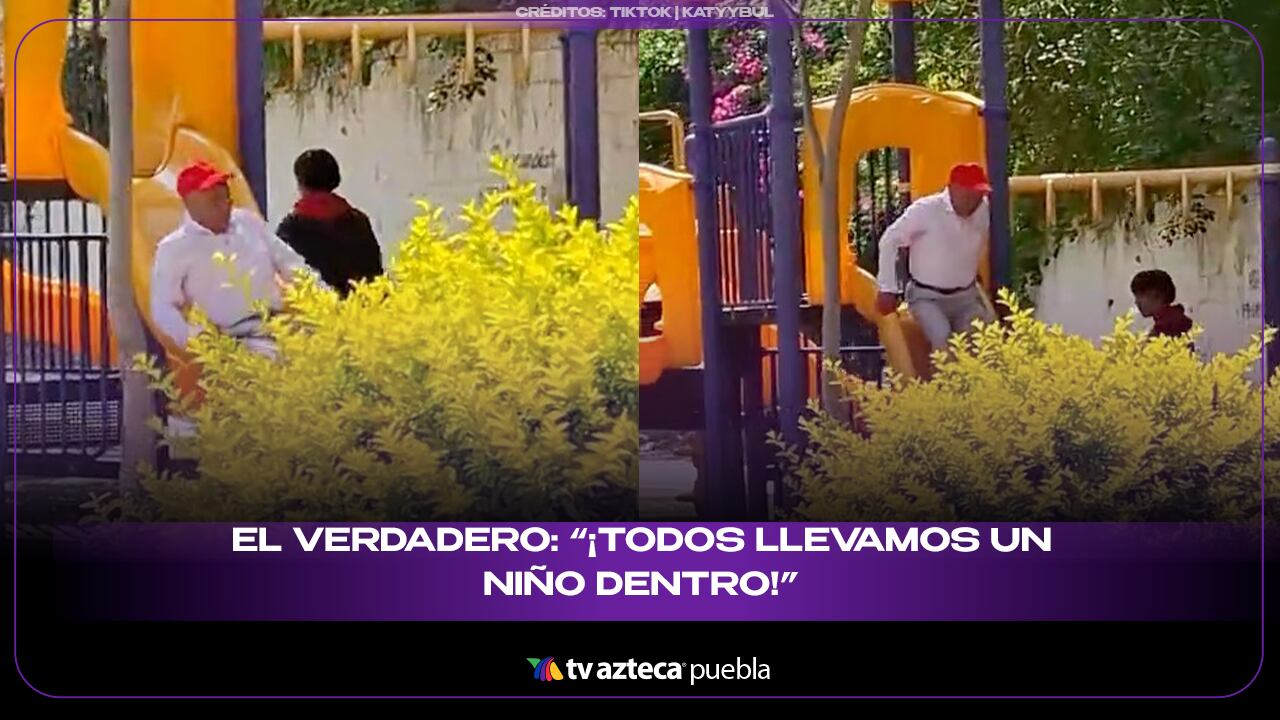 ¡No hay edad para la diversión! Abuelito disfruta de una resbaladilla