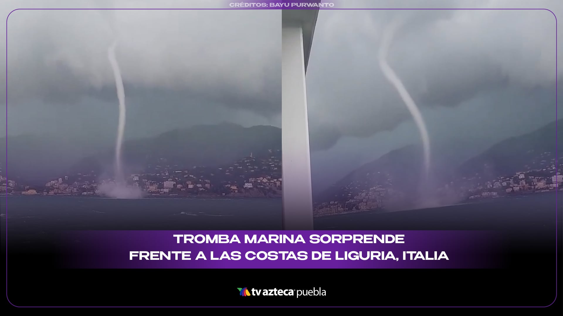 Tromba marina sorprende frente a las costas de Liguria, Italia