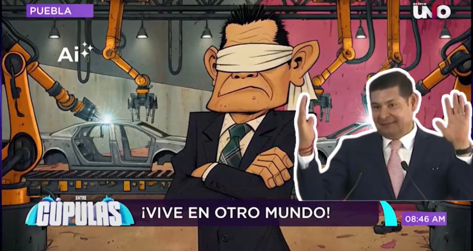 Sátira Cupulosa: El gobernador Alejandro Armenta minimiza el peso de Volkswagen y Audi en la economía poblana y presume otros proyectos de empleo.